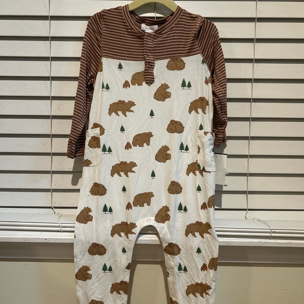 Angel Dear Brown and Cream Bear Print Onesie